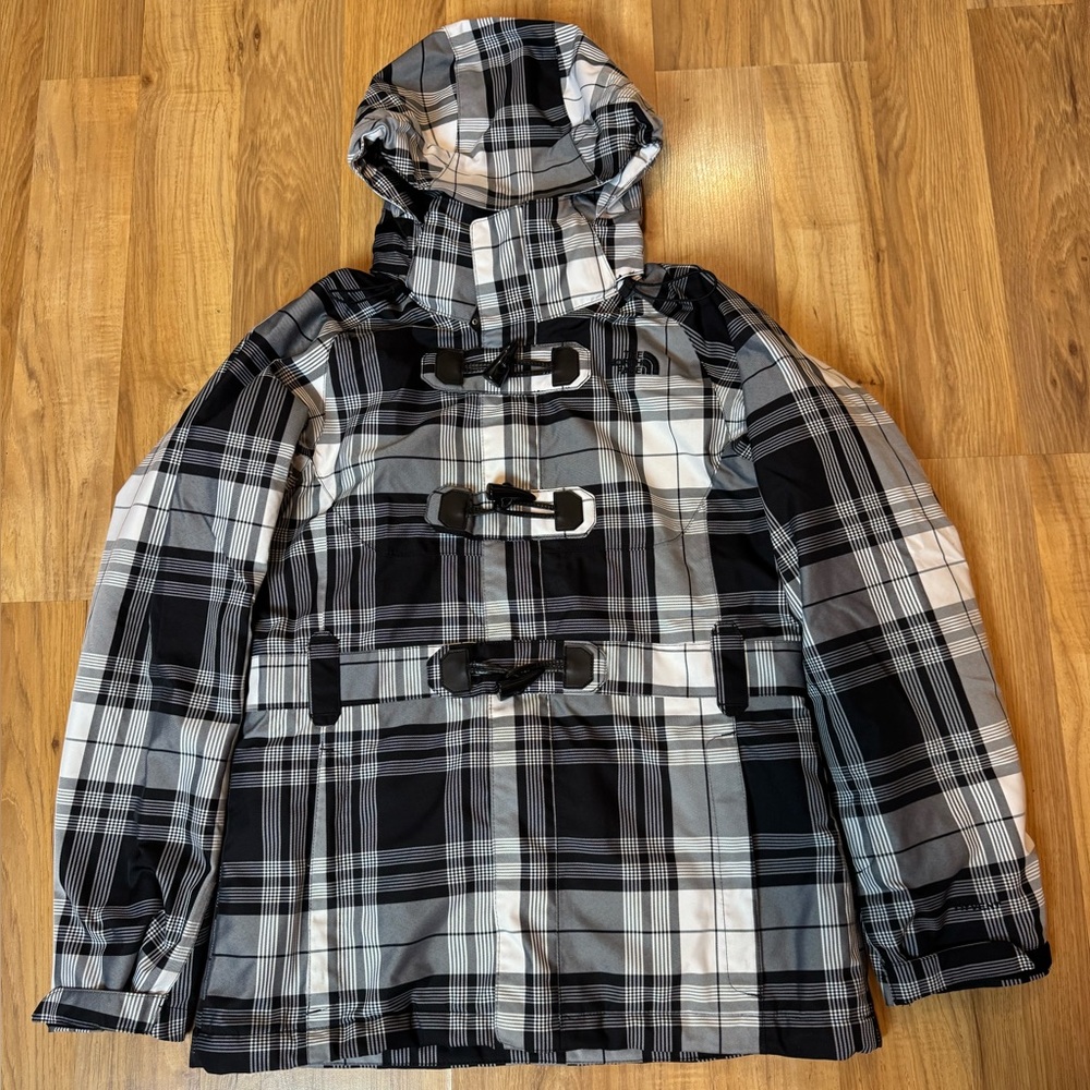 The North Face Women’s M Plaid Black White Ginger Delux Toggle Ski Jacket READ